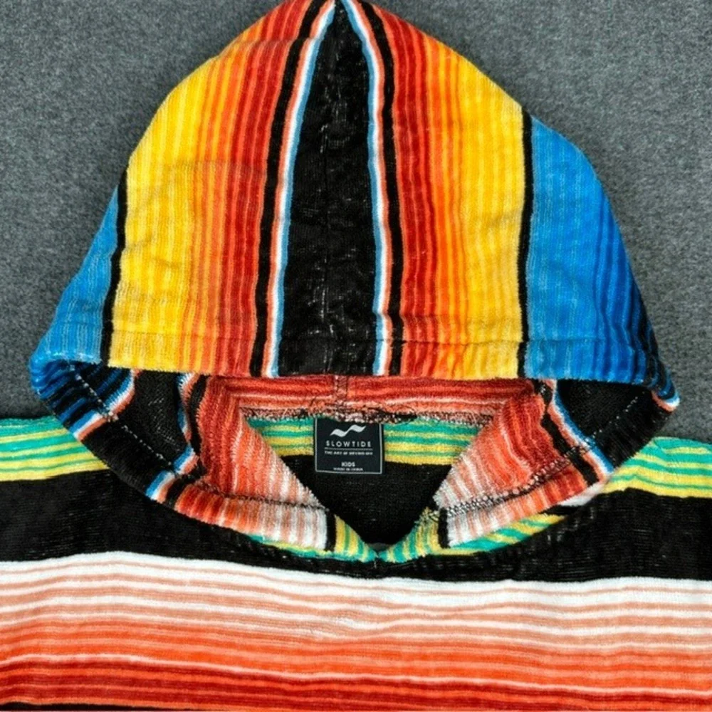 Slowtide Kids Hooded Changing Poncho Towel Serape Stripe Multicolor Cotton Terry